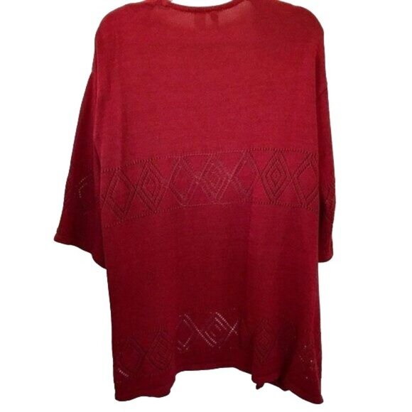 H&M Divided Women's Dark Red Crochet Cut-Out 3/4 Bell Sleeve Cardigan Size S - Picture 5 of 9